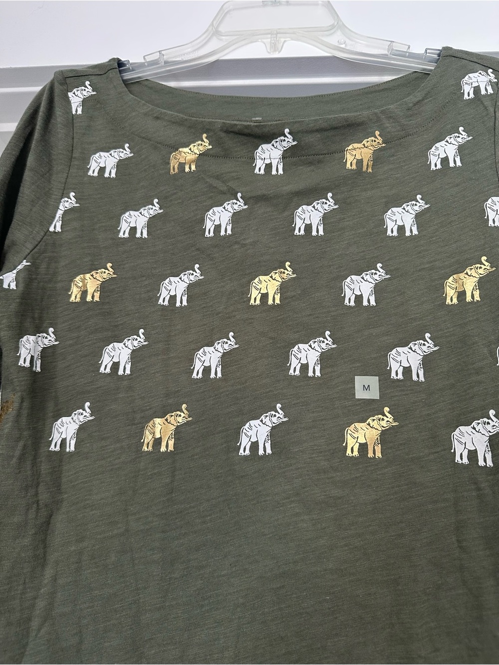 LOFT Olive Green Elephant Print Tee - Picture 3 of 5